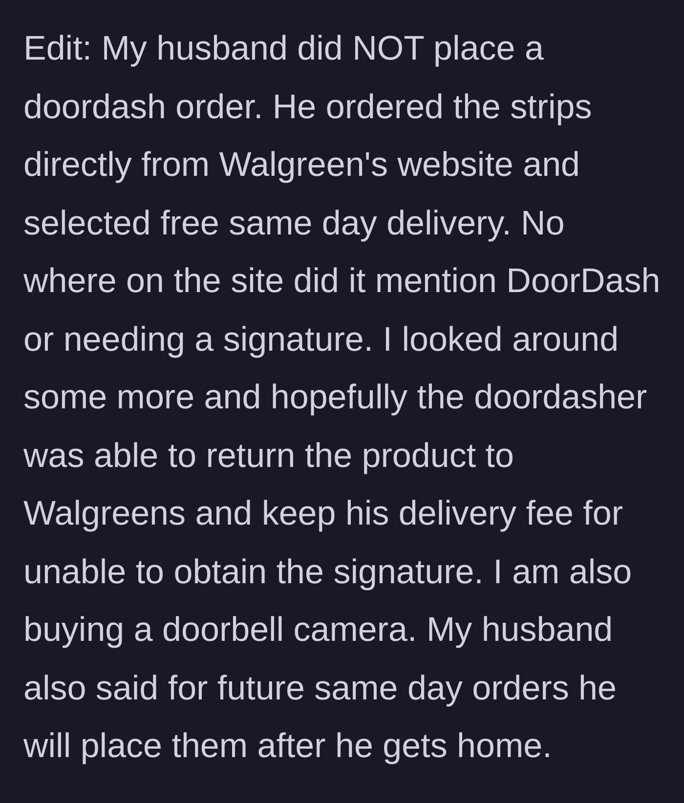Story part 6 - A summary of third-party delivery confusion and the purchase of a new security camera.