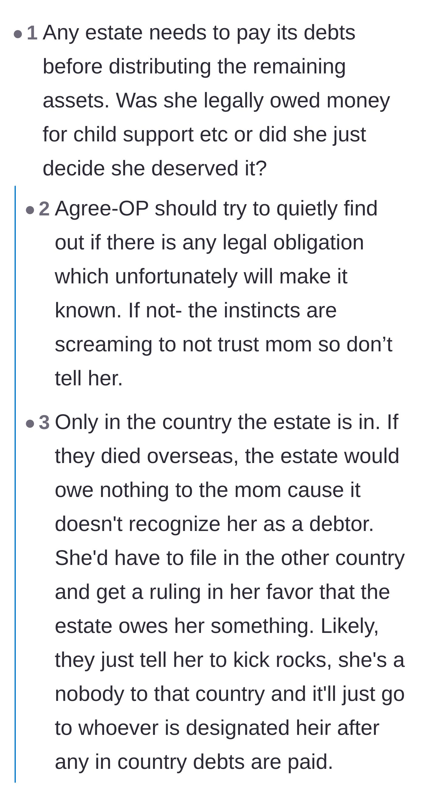 Comment thread debating the legal versus moral differences of retroactive child support.