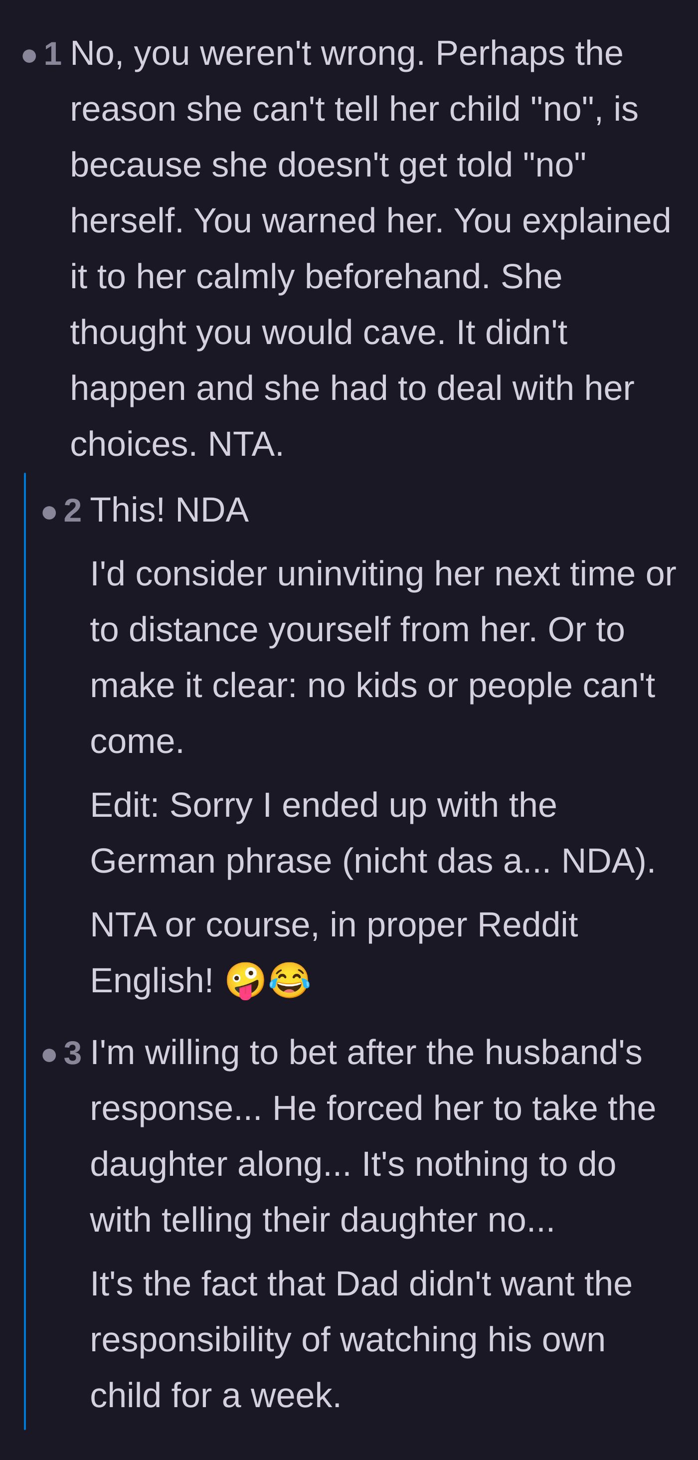 Comment thread 2 - A psychological theory about the mother's own lack of boundaries and the fiancé's ulterior motives