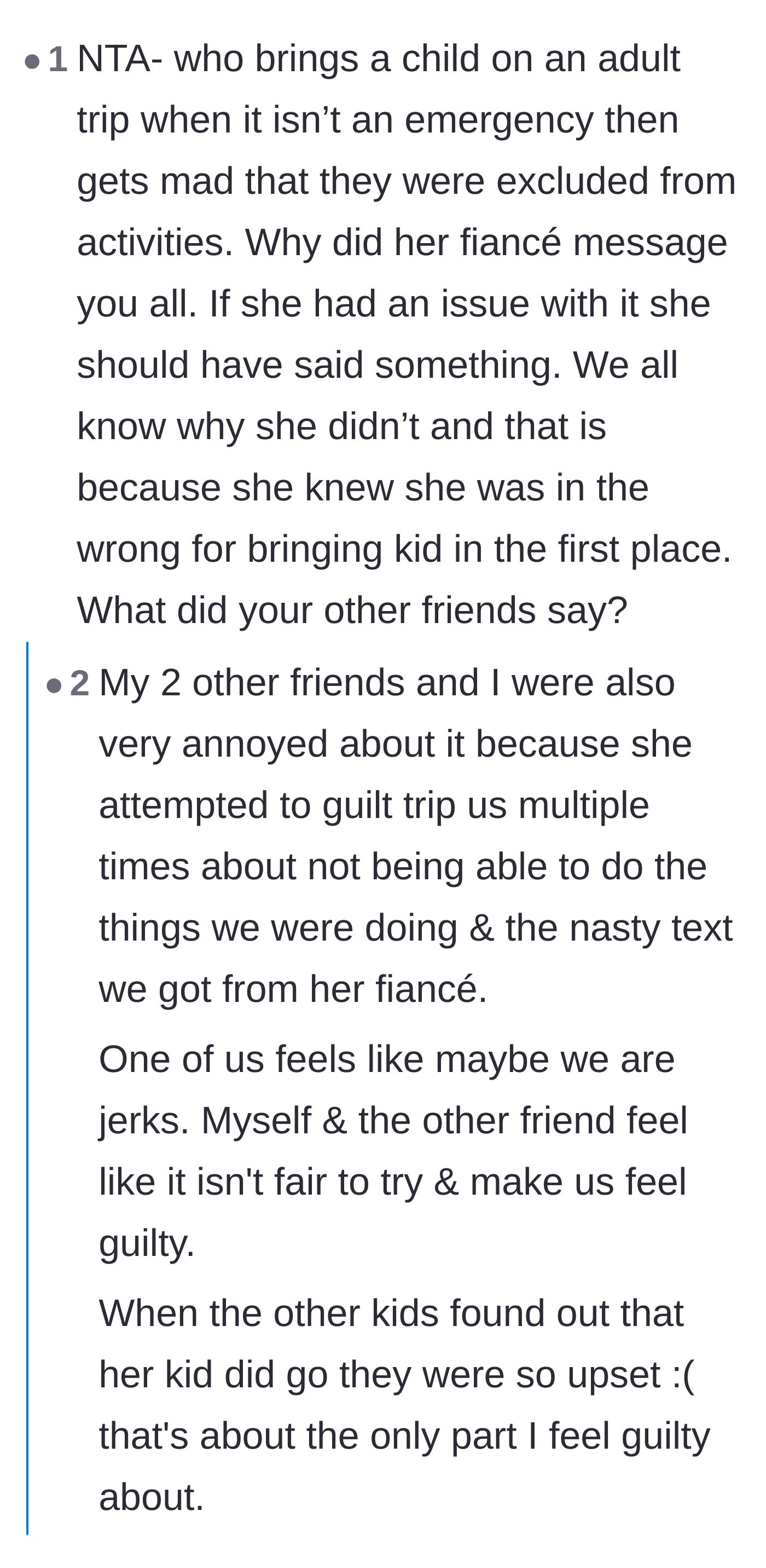 Comment thread 5 - The original poster reveals that the other responsible parents had to deal with their own disappointed children who stayed home