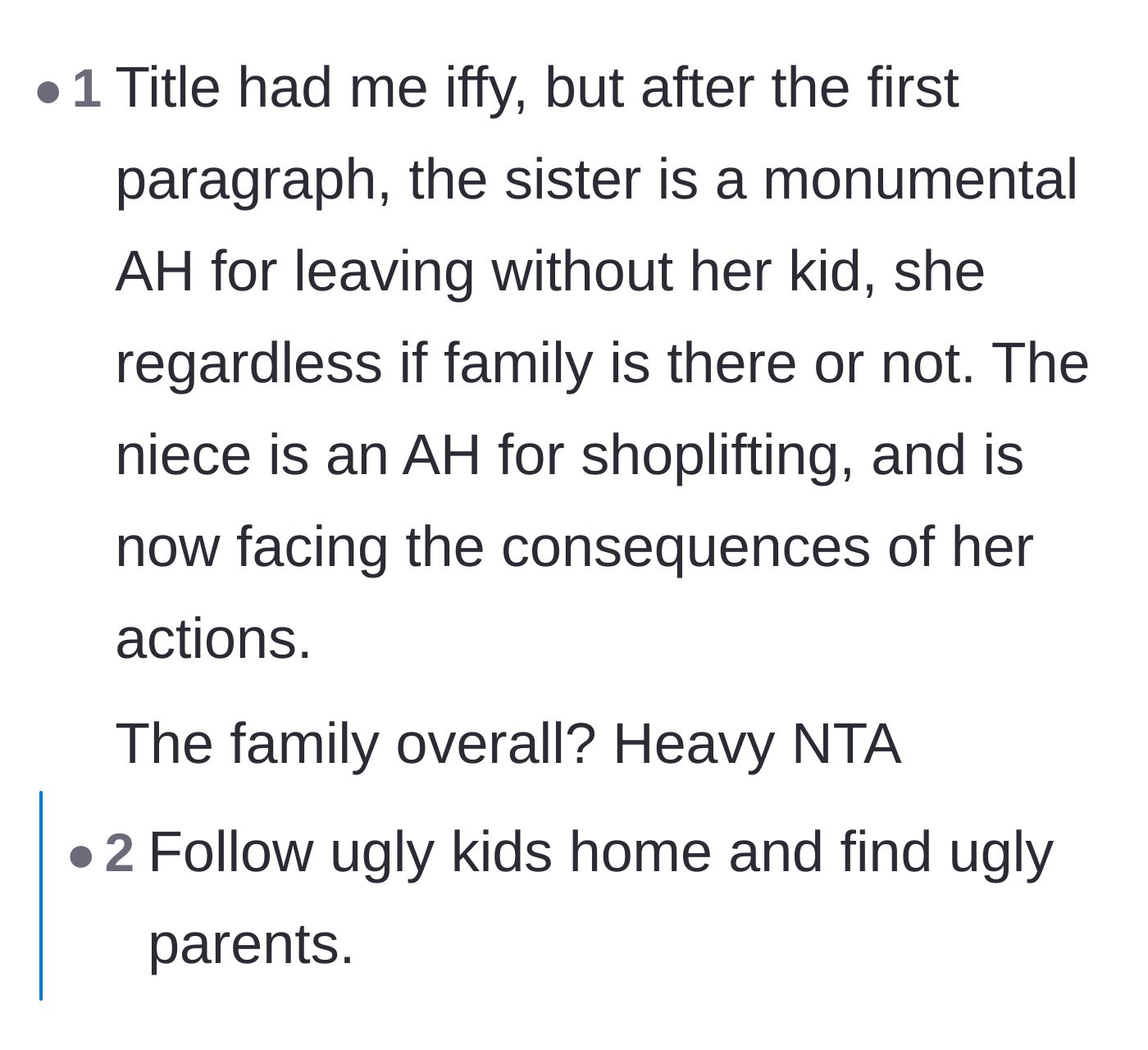 Comment thread 5 - A blunt assessment blaming both the mother and the teenager while absolving the extended family.