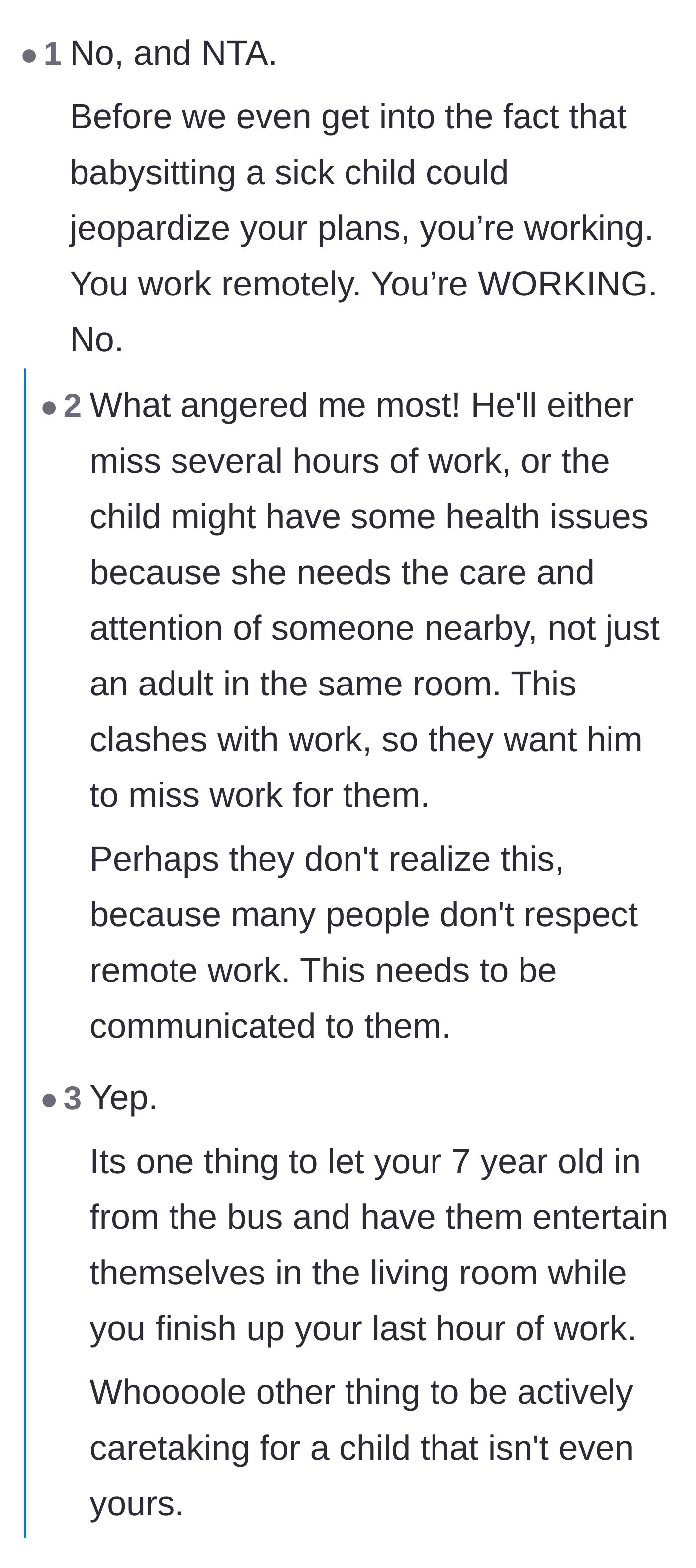 Comment thread 1 - Readers angrily defending the fact that working from home is still actual, demanding work.