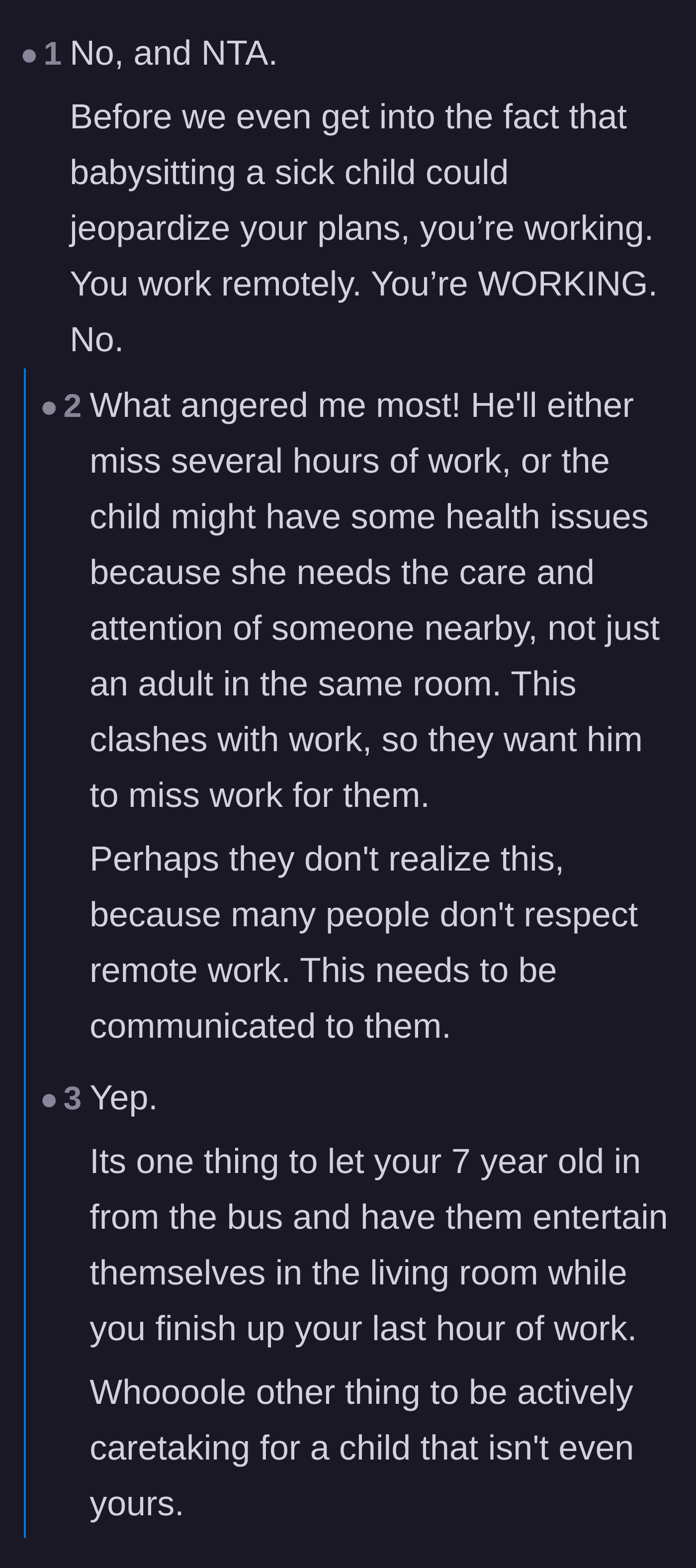 Comment thread 1 - Readers angrily defending the fact that working from home is still actual, demanding work.