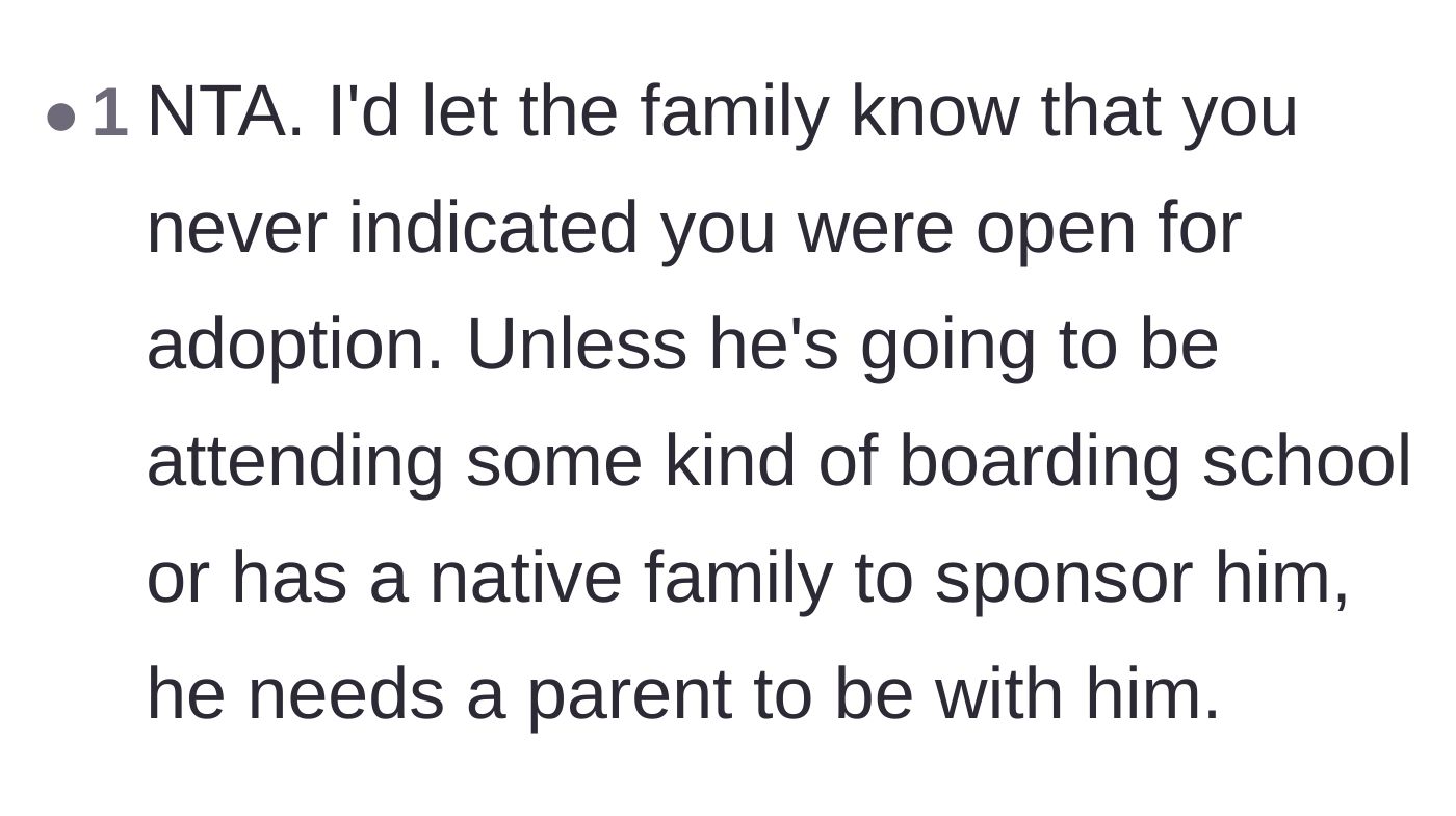 Comment thread 4 - A blunt reminder that hosting a teen requires actual parenting, not just providing a spare bedroom.