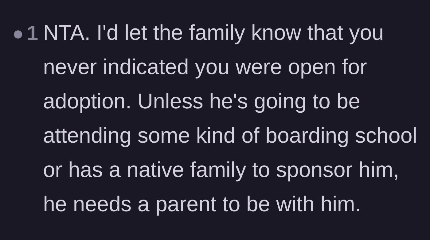 Comment thread 4 - A blunt reminder that hosting a teen requires actual parenting, not just providing a spare bedroom.