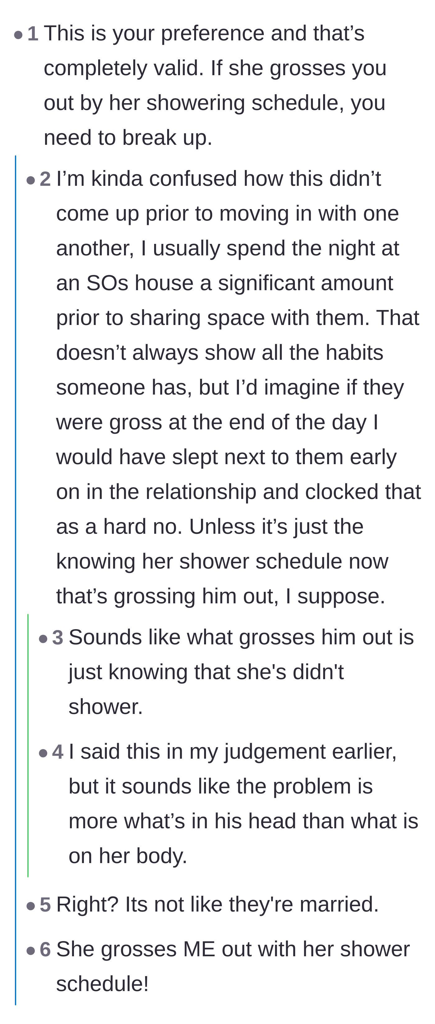 Comment thread 2 - A debate on whether his disgust is purely psychological and if they are fundamentally incompatible.
