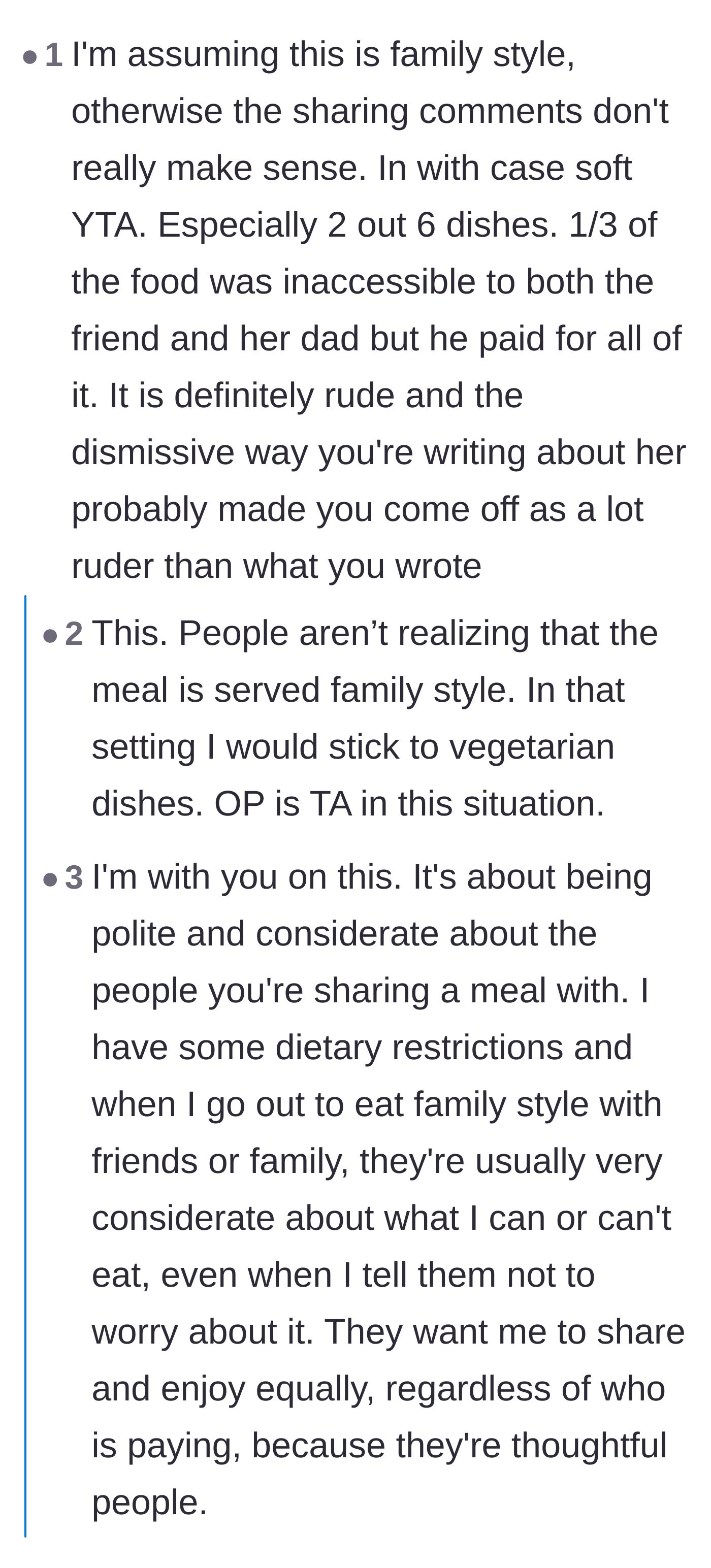 Comment thread 5 - Comments emphasizing that the biggest crime was the guest's failure to simply ask if ordering meat was okay.