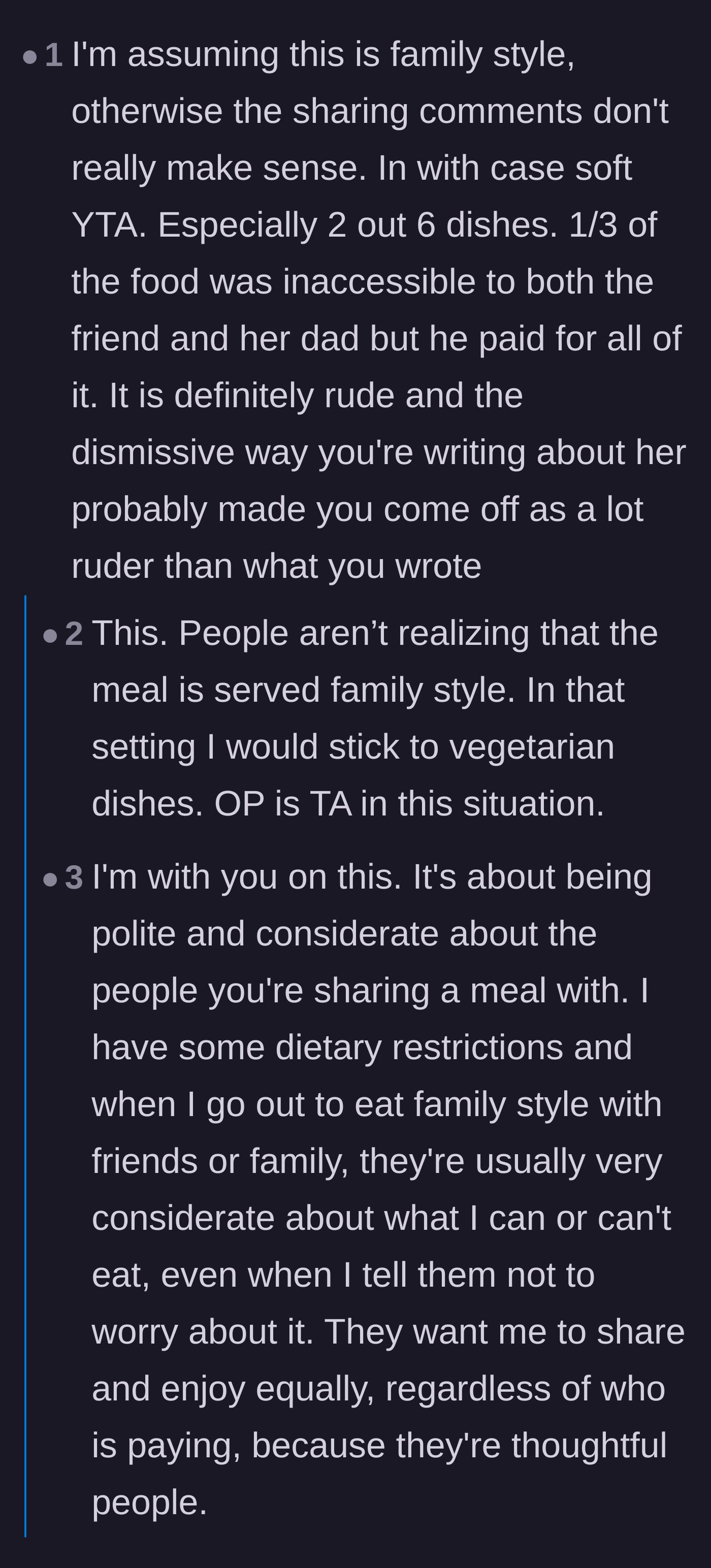 Comment thread 5 - Comments emphasizing that the biggest crime was the guest's failure to simply ask if ordering meat was okay.