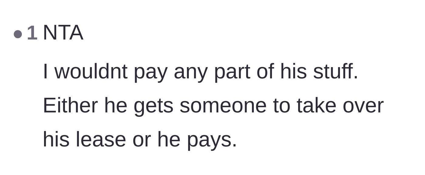 Comment thread 4 - A blunt refusal to pay for the departing roommate's expenses.