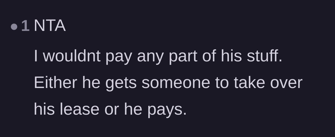 Comment thread 4 - A blunt refusal to pay for the departing roommate's expenses.