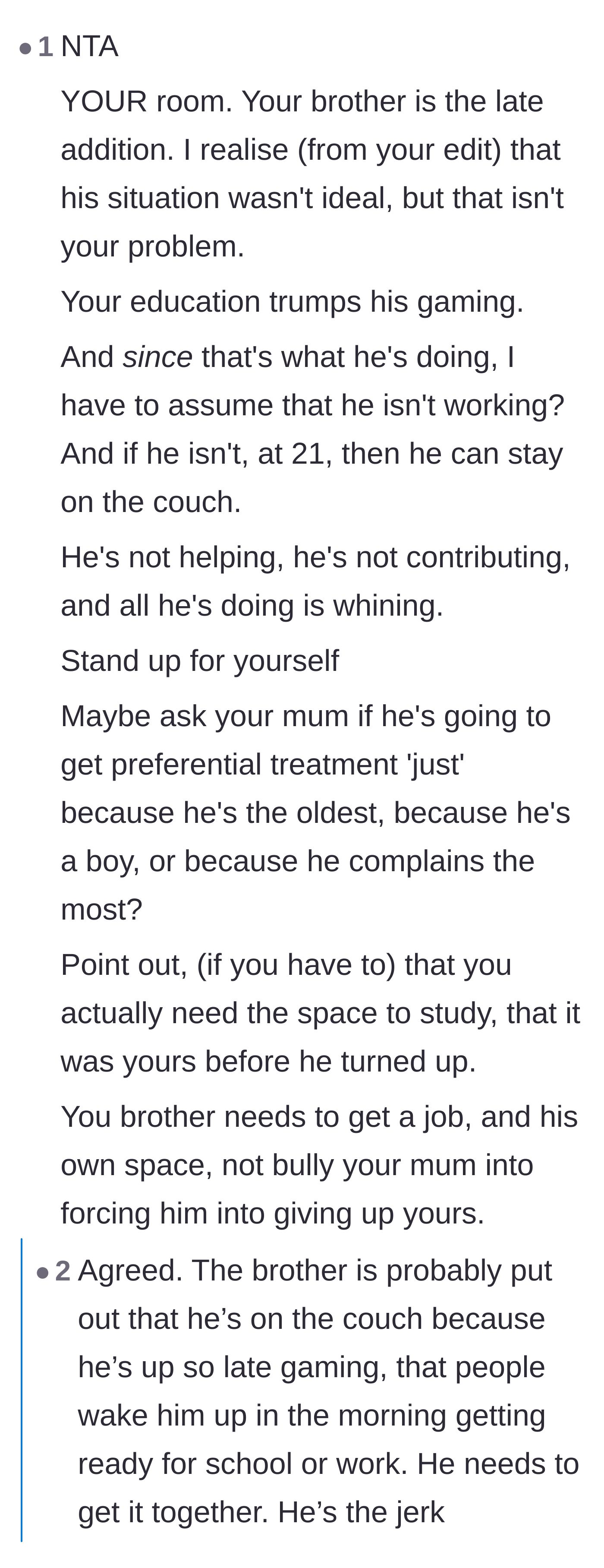 Comment thread 4 - Outrage over the brother's 4 AM gaming habits being prioritized over the sister's college education