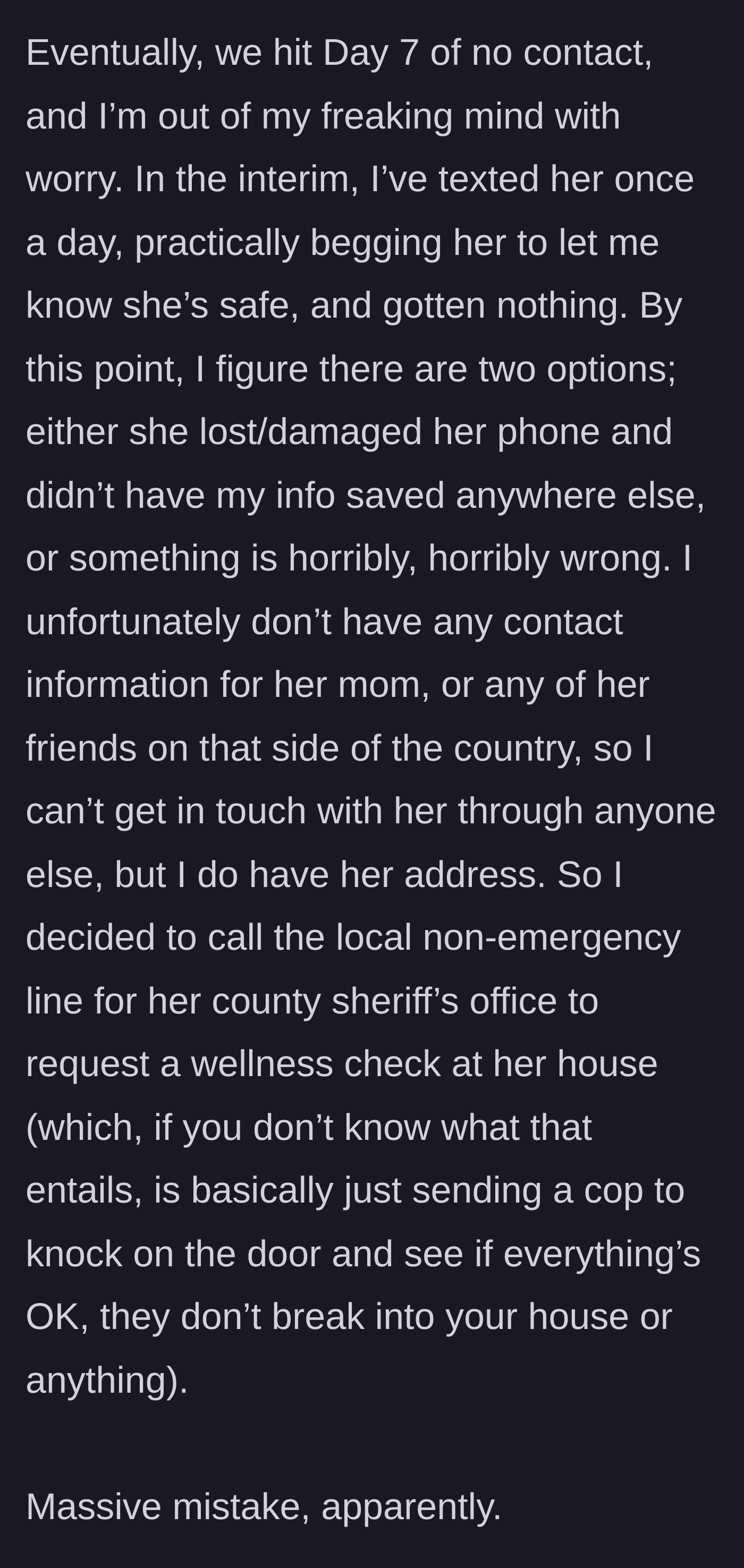 Story part 5 - A terrified man making a nervous phone call to a non-emergency police dispatcher.