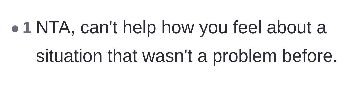 Comment thread 1 - A brief validation that you cannot control your feelings changing after a new situation arises.