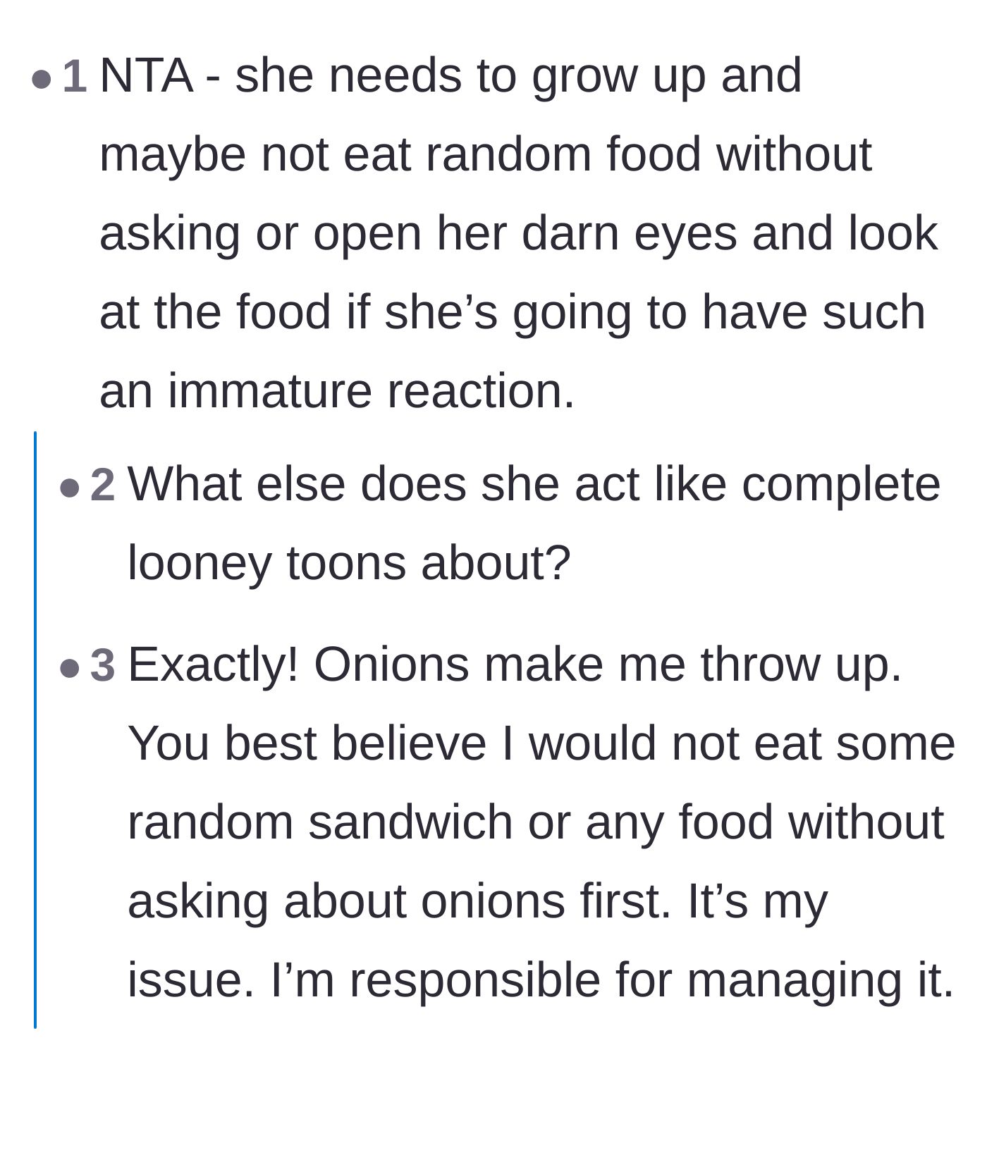 Comment thread 1 - Readers debating the misuse of therapy speak and defending the innocent bagel.