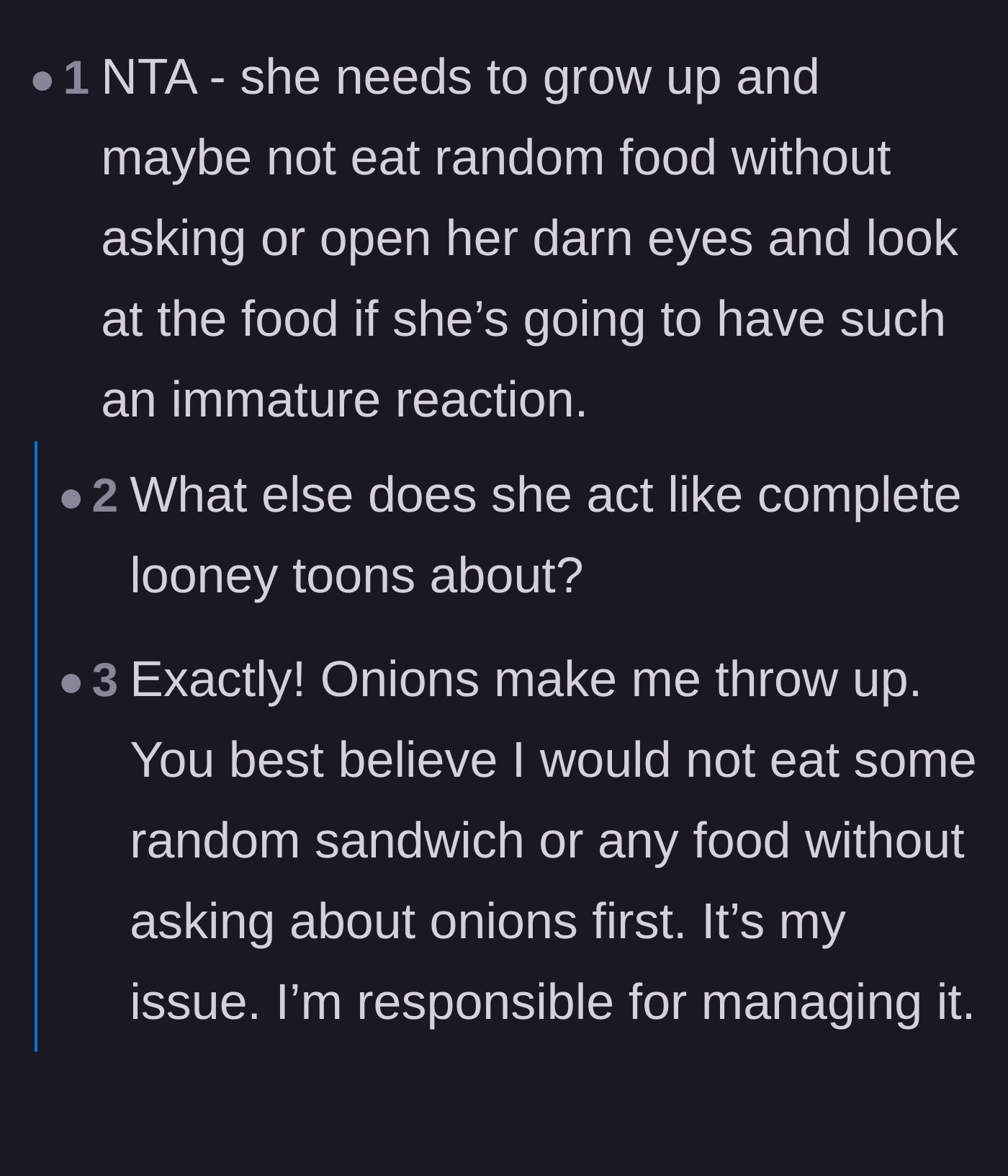 Comment thread 1 - Readers debating the misuse of therapy speak and defending the innocent bagel.
