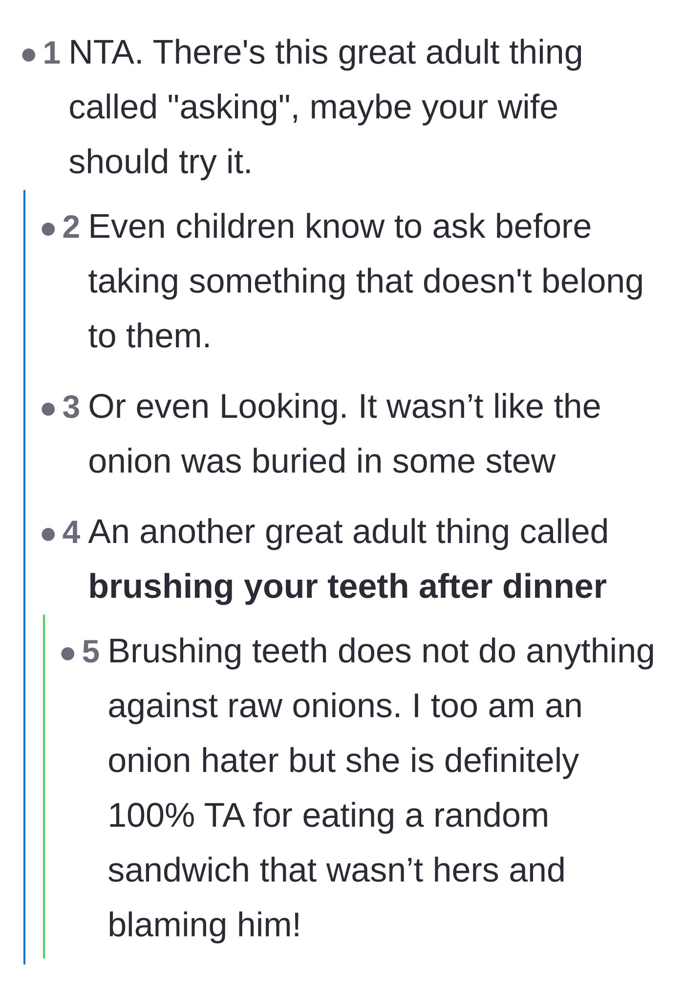 Comment thread 2 - A discussion on the basic childhood concept of asking before taking.