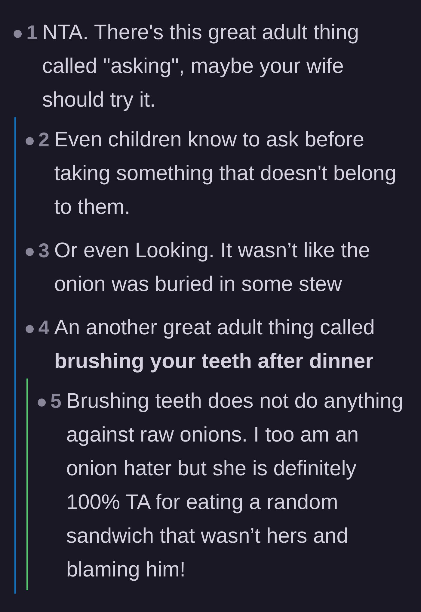 Comment thread 2 - A discussion on the basic childhood concept of asking before taking.