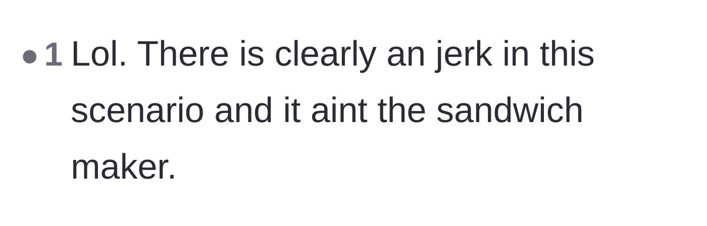 Comment thread 5 - A short and definitive ruling clearing the sandwich maker of all charges.