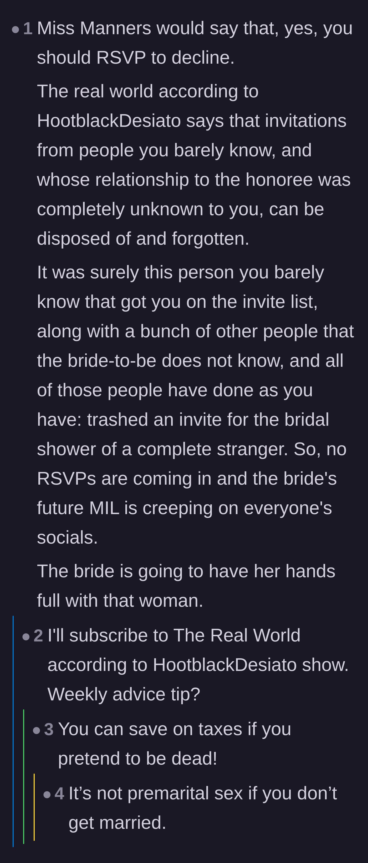Comment thread 3 - A commenter breaking down real-world etiquette and pointing out that the mother-in-law is likely panicking because all her stranger invites were ignored.