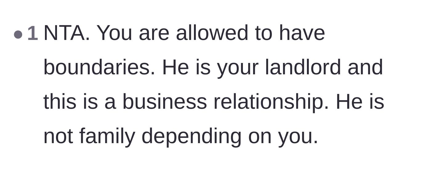 Comment thread 5 - A reminder that a lease is a business relationship and not a family obligation