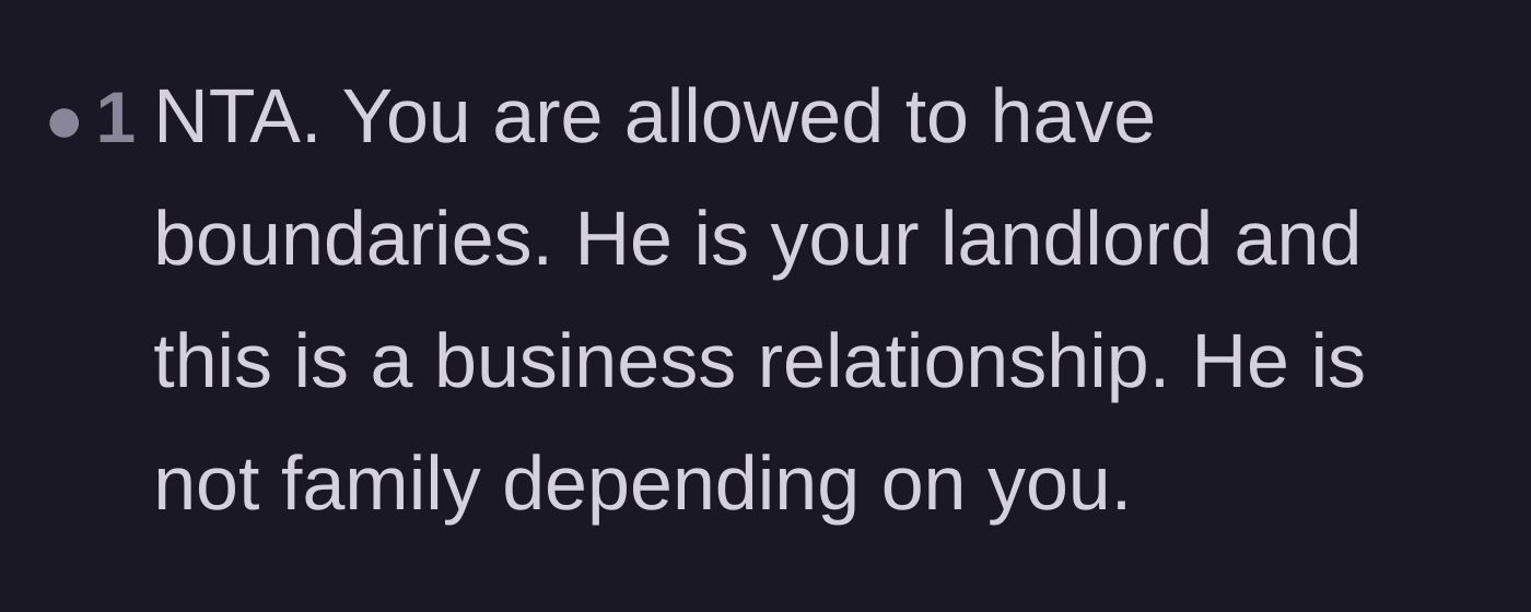 Comment thread 5 - A reminder that a lease is a business relationship and not a family obligation