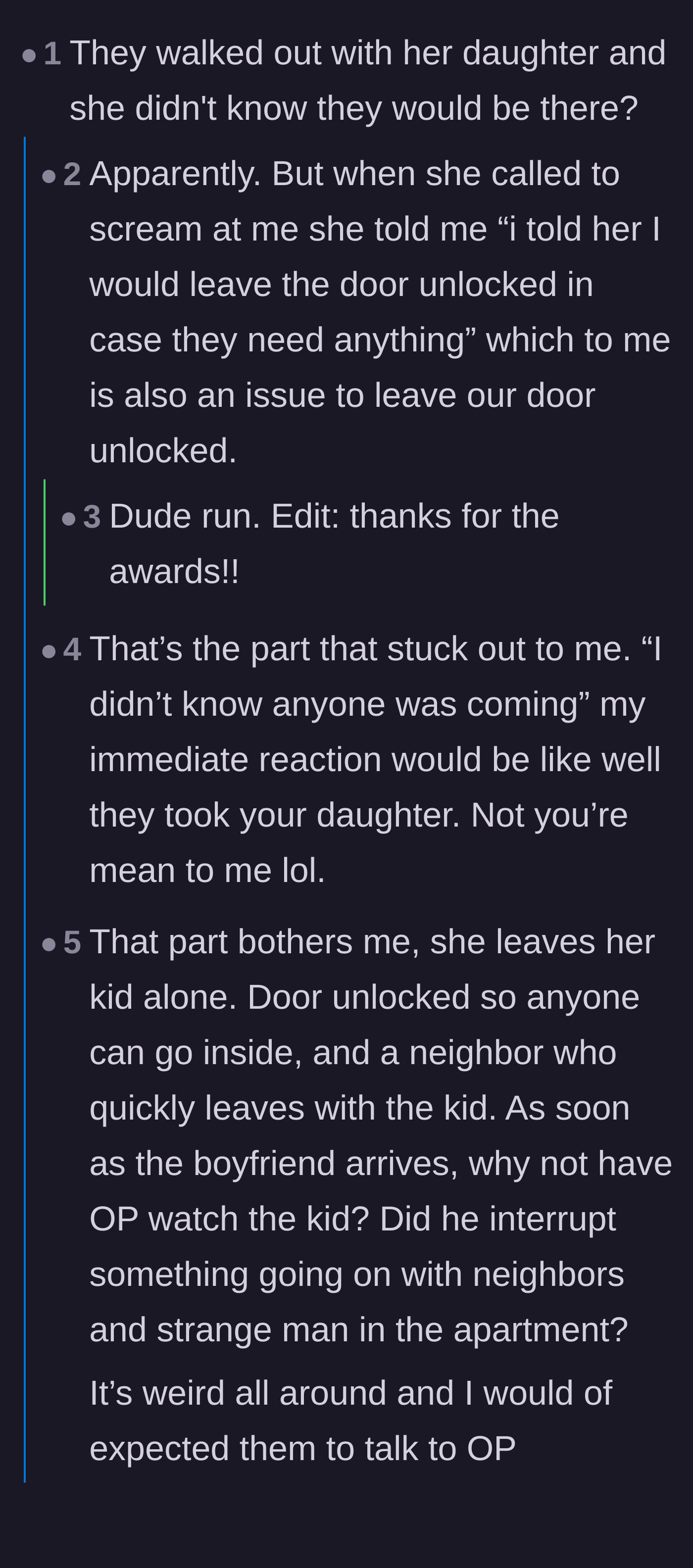 Comment thread 2 - The author reveals his girlfriend once ditched him right after a coma to go bar-hopping