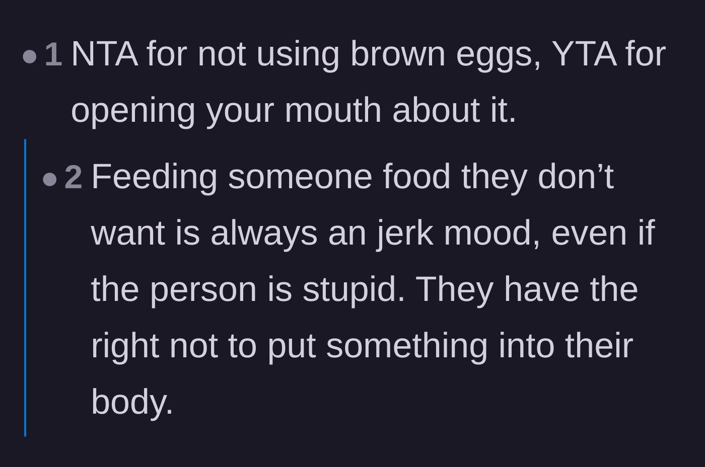 Comment thread 4 - A straightforward judgment condemning the narrator for taking away the coworker's right to choose what she eats.