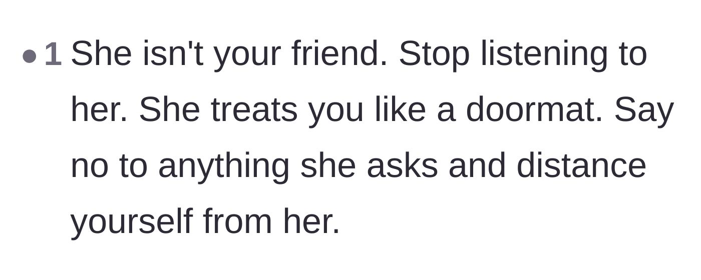 Comment thread 5 - A blunt reality check that the coworker is treating the narrator like a doormat.