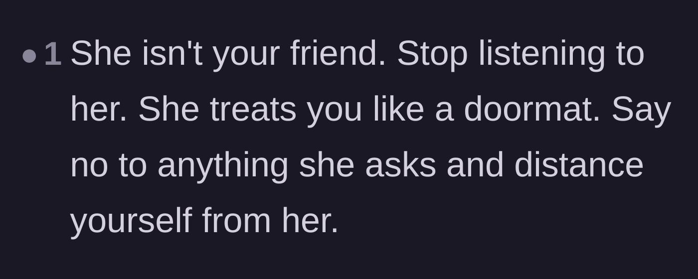 Comment thread 5 - A blunt reality check that the coworker is treating the narrator like a doormat.
