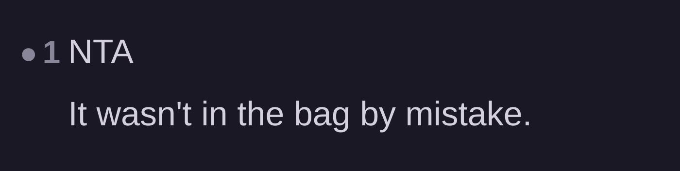 Comment thread 2 - A short comment pointing out that the sister deliberately put the suit in the donation bag.