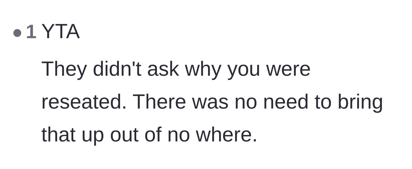 Comment thread 5 - A brief point that the couple never asked why the author moved, making the explanation unnecessary