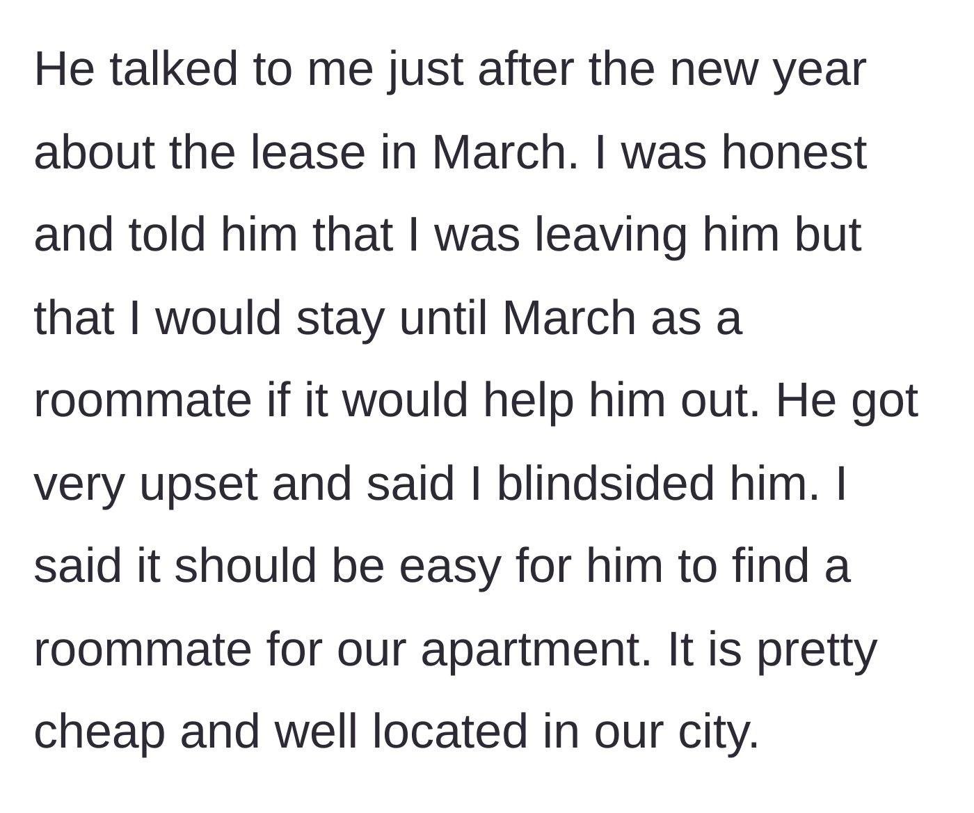 Story part 4 - The partner tries to discuss lease renewal, but the woman calmly informs him she is leaving, leaving him shocked.