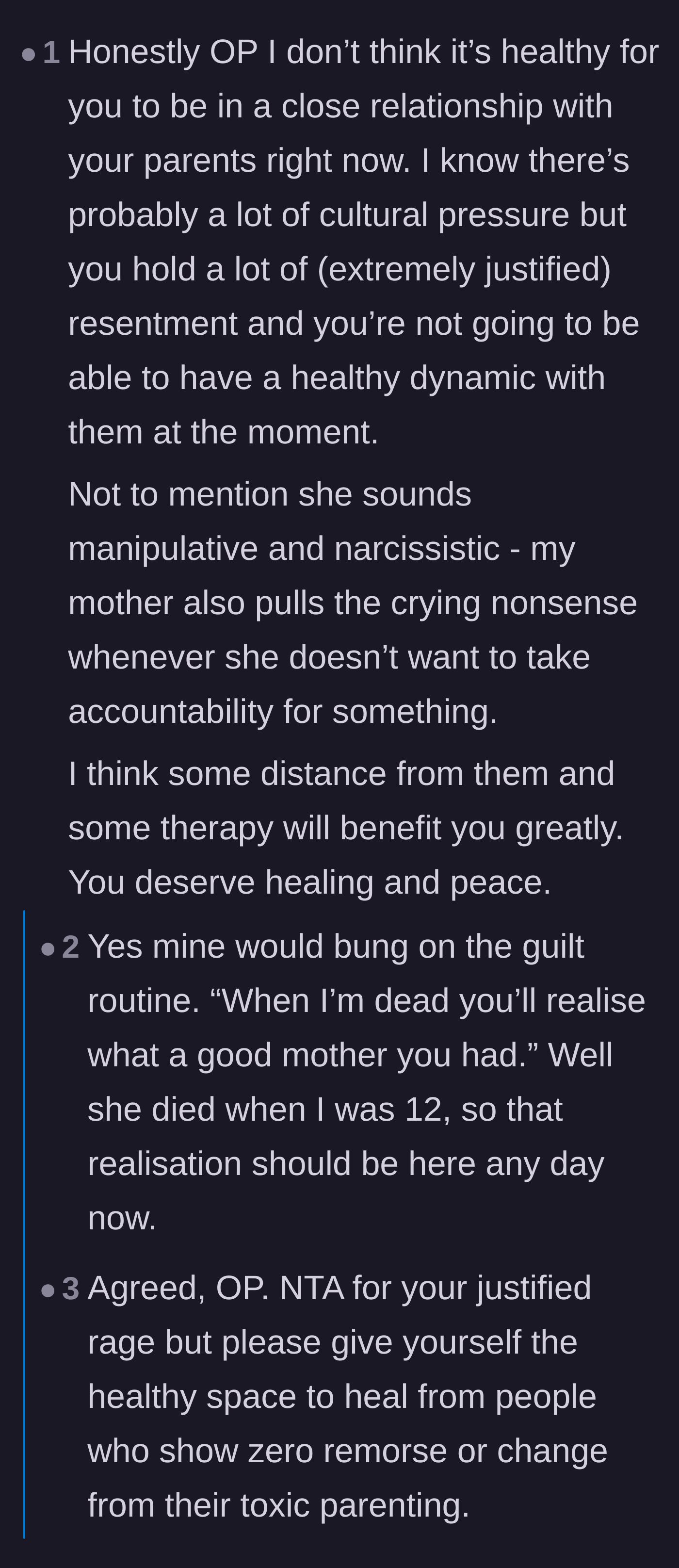 Comment thread 4 - Advice on navigating the intense cultural pressure to keep up appearances and the necessity of taking space to heal.