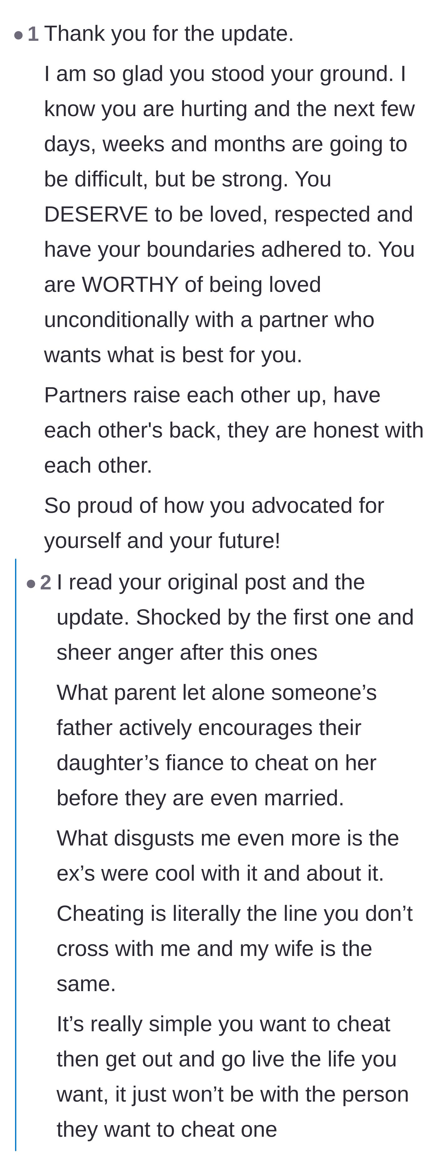 Comment thread 2 - Commenters express pride and support for the author setting strict boundaries.