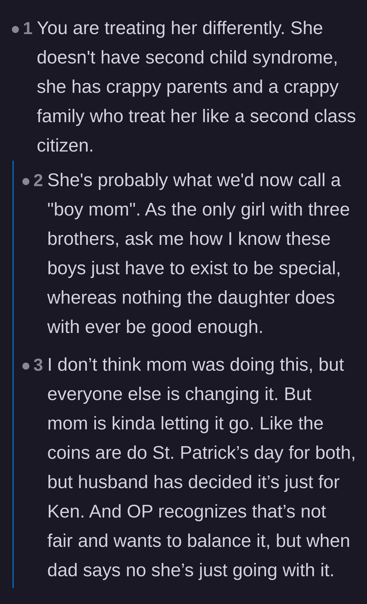 Comment thread 2 - A debate on whether the mother is complicit, with many calling out the husband's underlying misogyny.