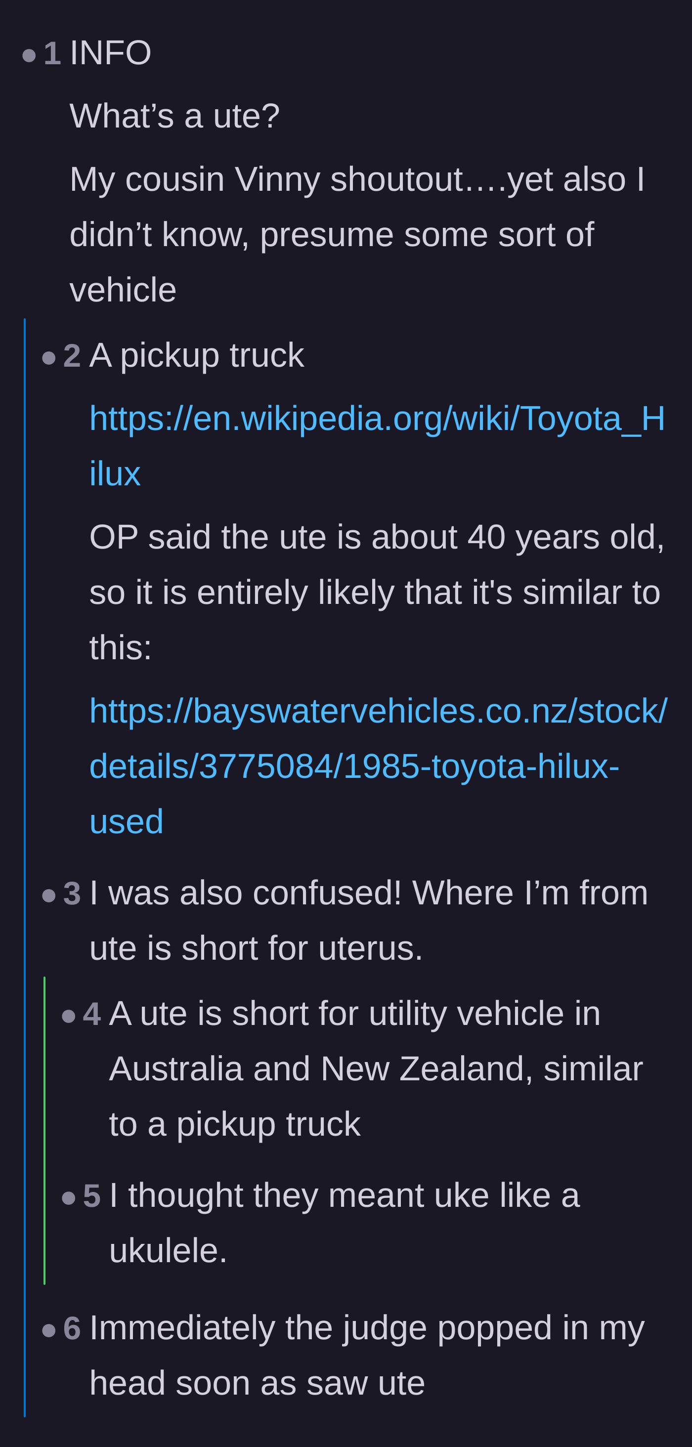 Comment thread 3 - Readers bonding over their confusion about the word 'ute' and making classic movie references.