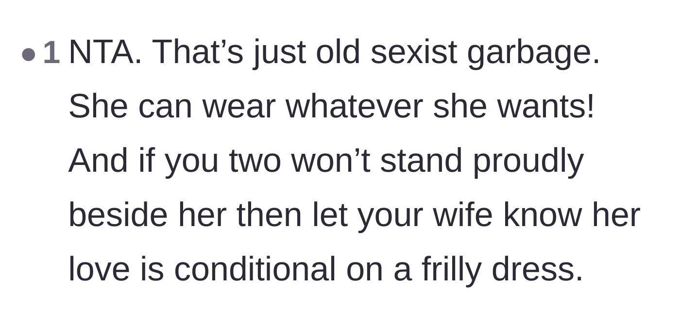 Comment thread 3 - A fiery comment calling out the mom's sexist expectations and conditional love.
