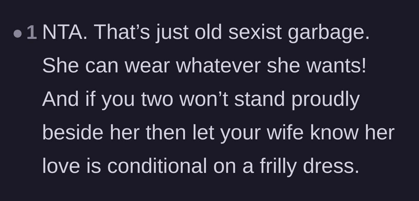 Comment thread 3 - A fiery comment calling out the mom's sexist expectations and conditional love.