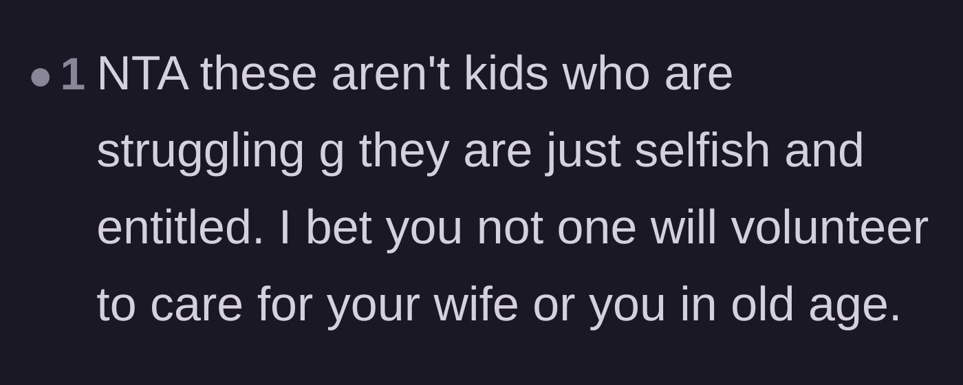 Comment thread 4 - Speculation on whether the entitled children will care for the parents in old age.