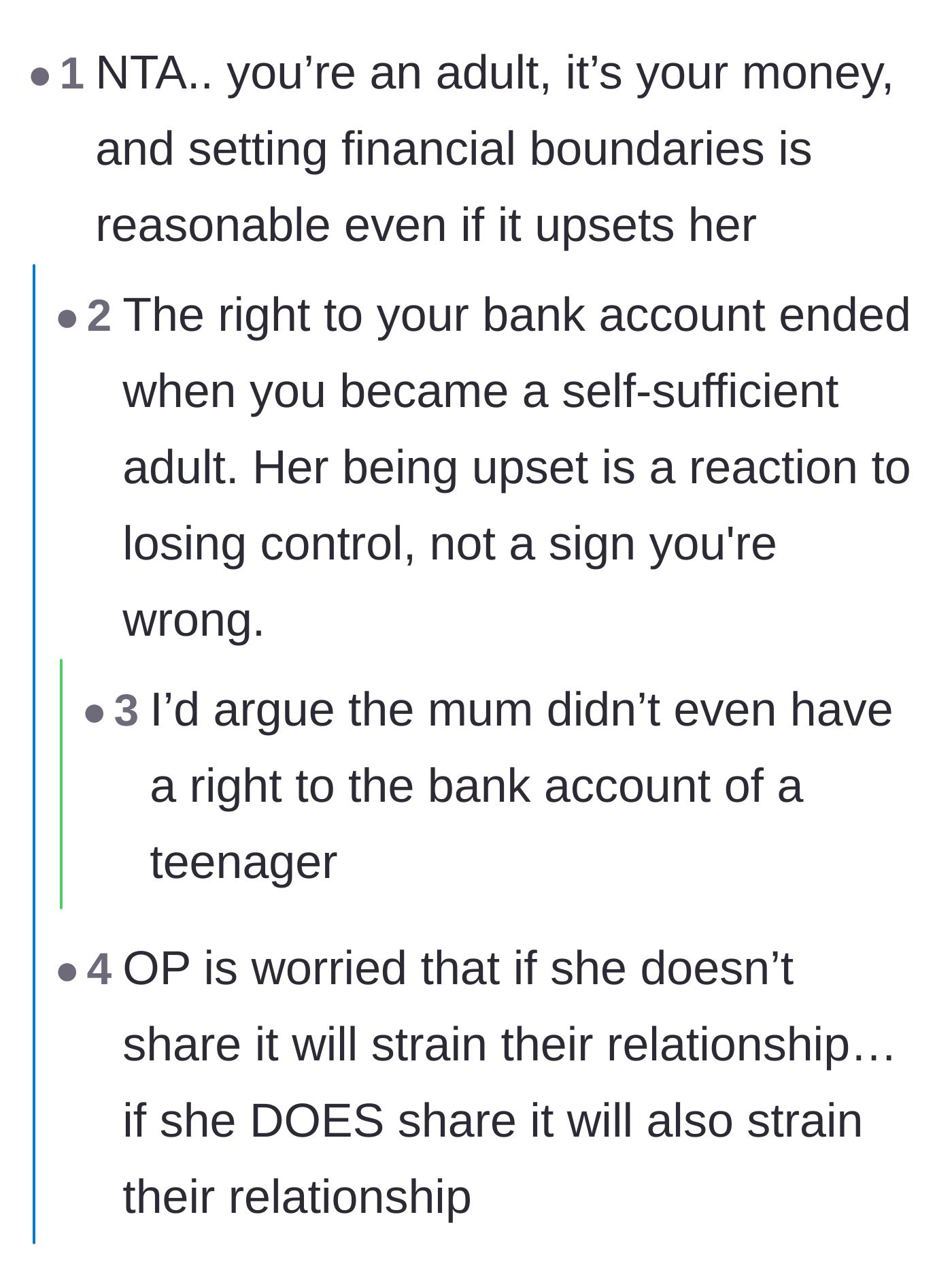 Comment thread 2 - Discussion about how the mother-daughter relationship is a lose-lose situation.