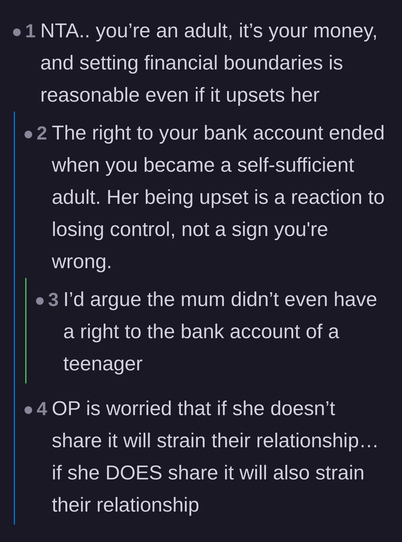 Comment thread 2 - Discussion about how the mother-daughter relationship is a lose-lose situation.