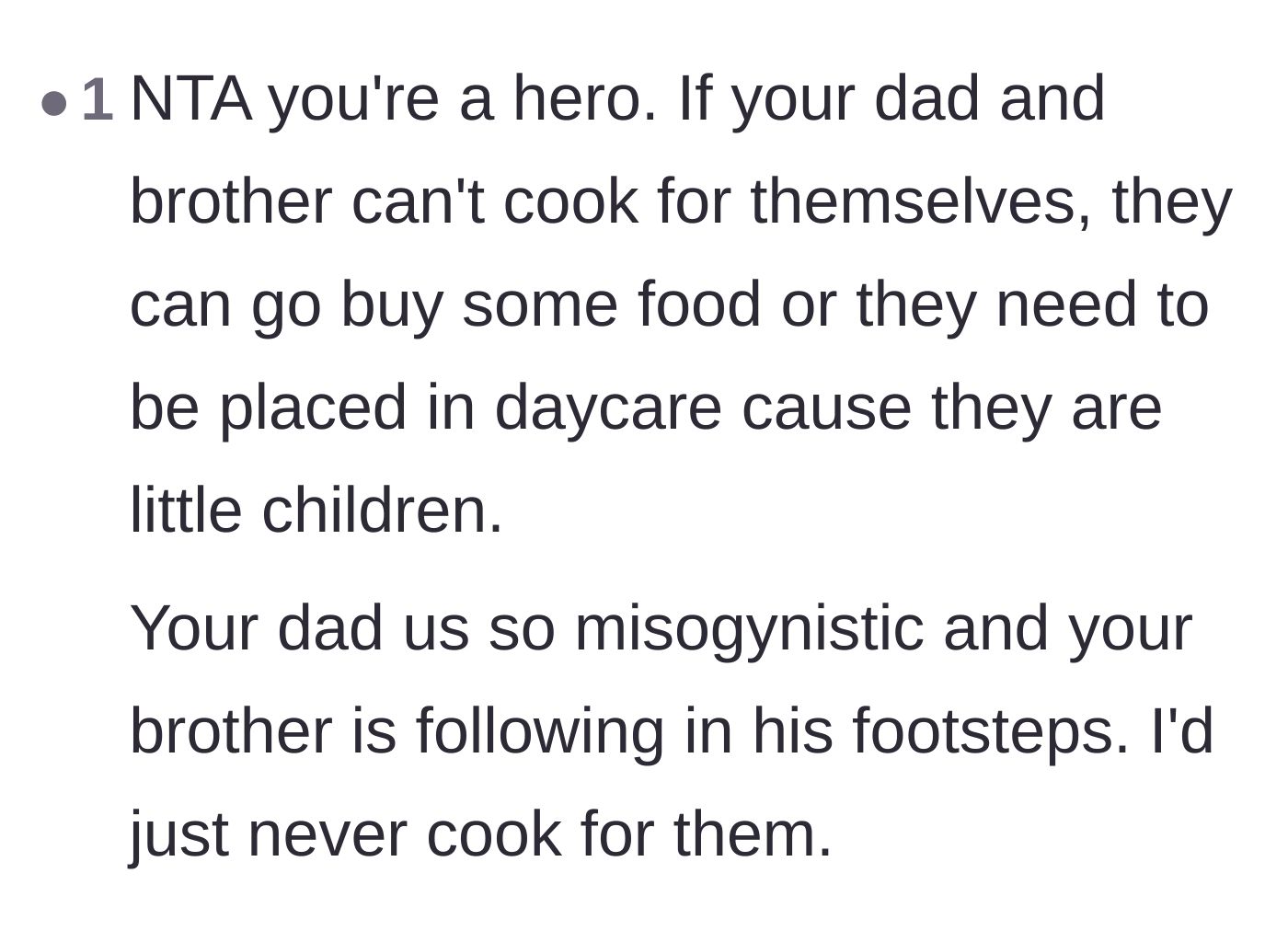 Comment thread 2 - Readers praising the author and comparing the father and brother to toddlers who need daycare.
