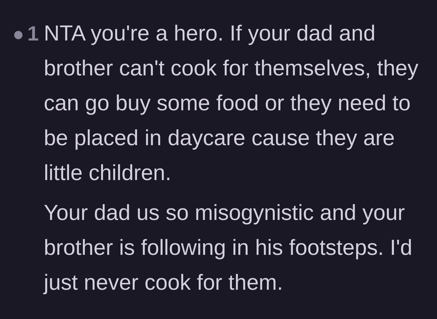 Comment thread 2 - Readers praising the author and comparing the father and brother to toddlers who need daycare.