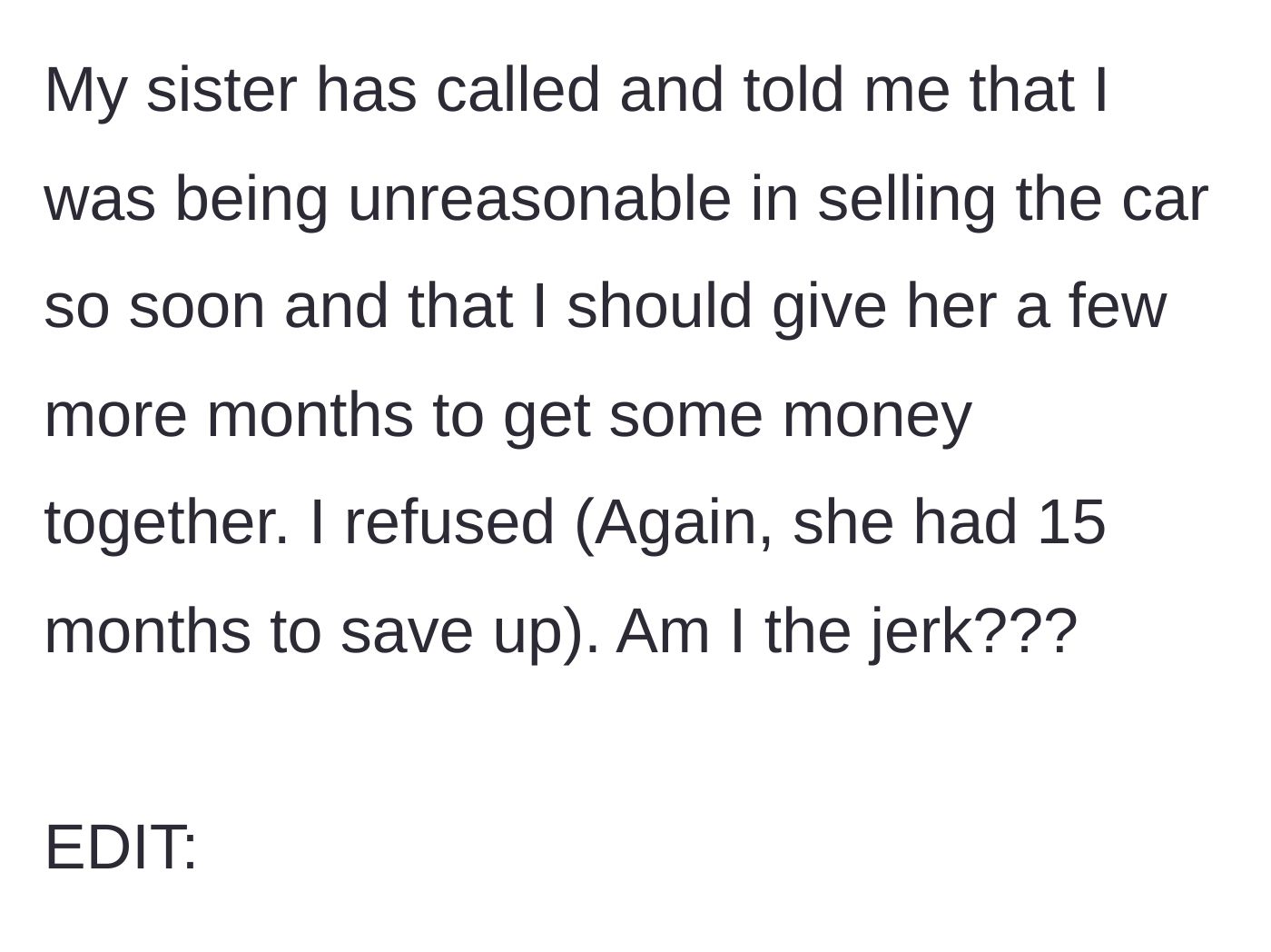 Story part 4 - Sister calls the daughter to demand she give the mother more time, but the daughter holds her ground.