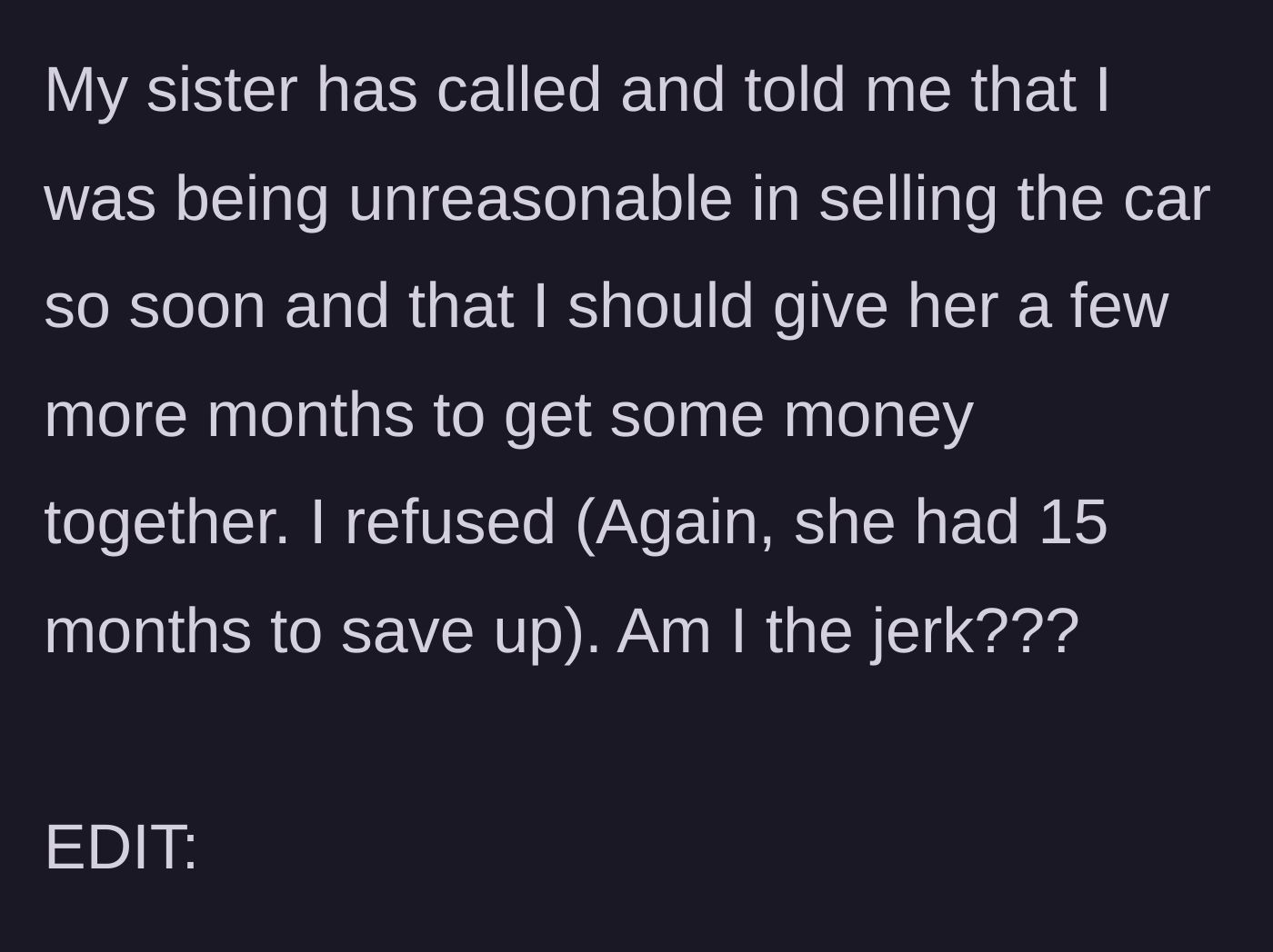 Story part 4 - Sister calls the daughter to demand she give the mother more time, but the daughter holds her ground.