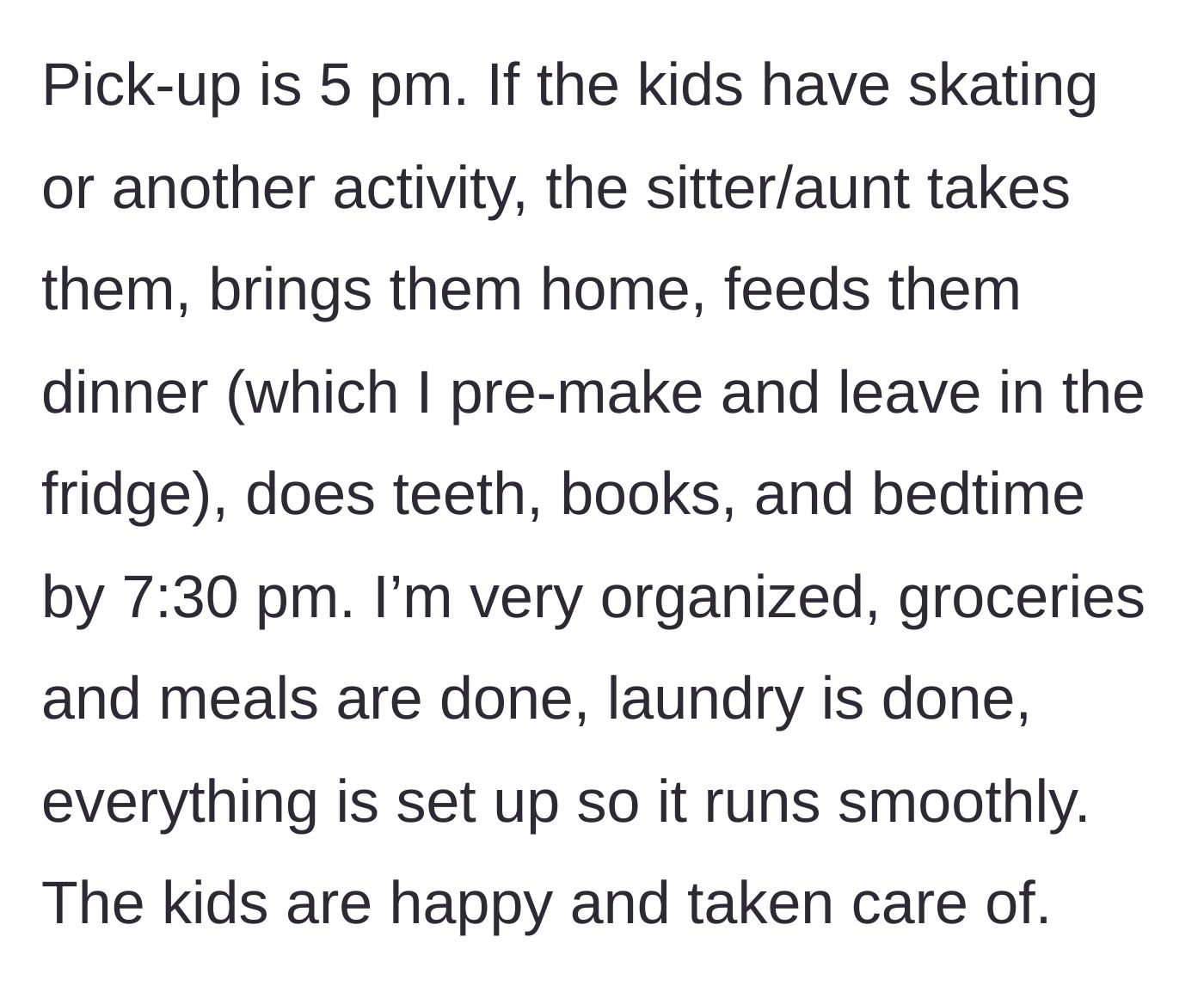 Story part 3 - Stacks of pre-made, organized meals sitting neatly in a brightly lit refrigerator alongside a child's sports gear.