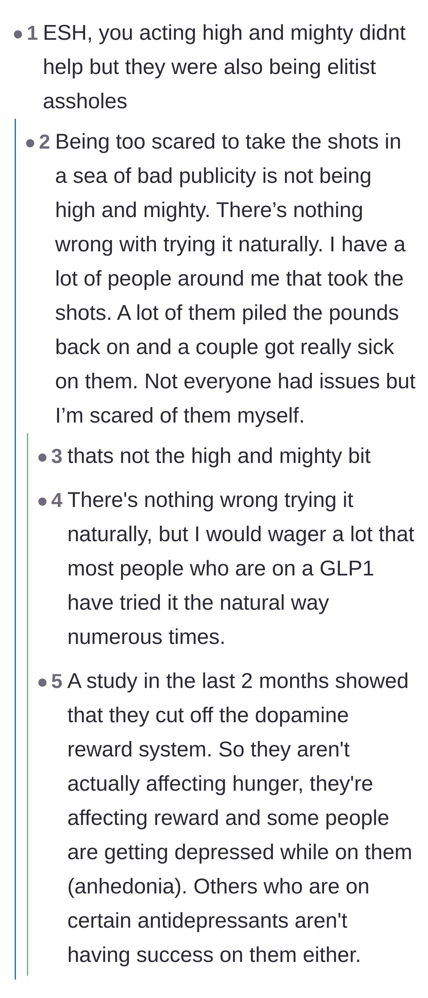 Comment thread 3 - Readers weigh in on whether both sides acted poorly, balancing valid fears of side effects against tone-deaf phrasing.