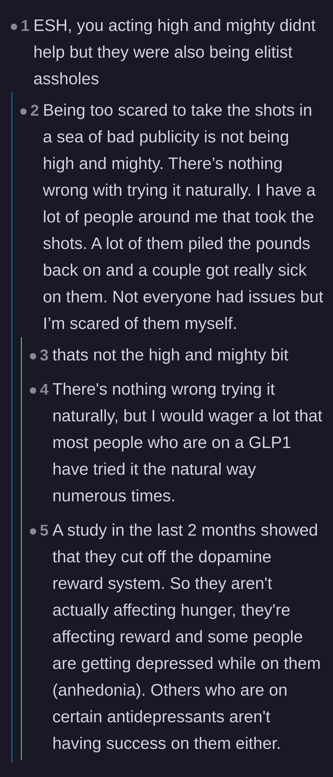 Comment thread 3 - Readers weigh in on whether both sides acted poorly, balancing valid fears of side effects against tone-deaf phrasing.