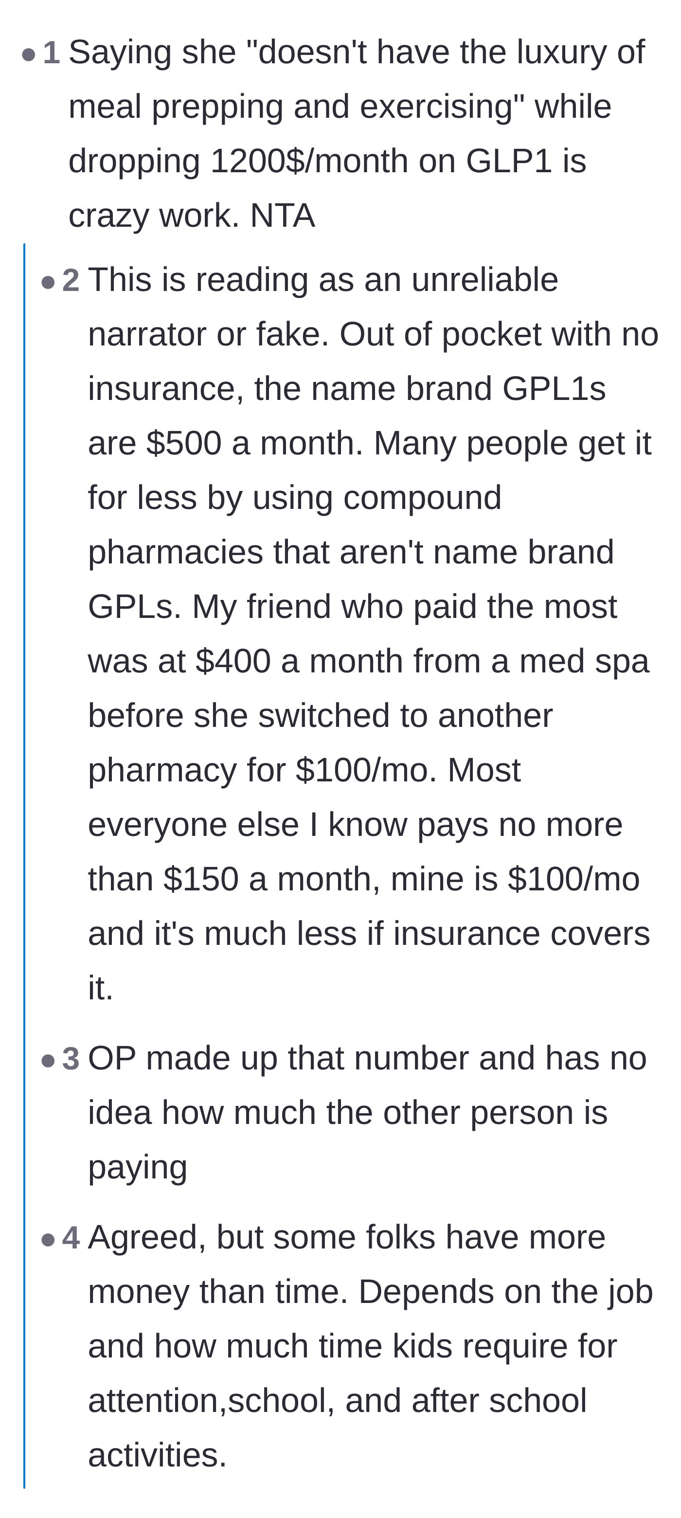 Comment thread 6 - Skepticism over the $1,200 monthly cost claim and real-world breakdowns of compounding pharmacies and lifestyle savings.