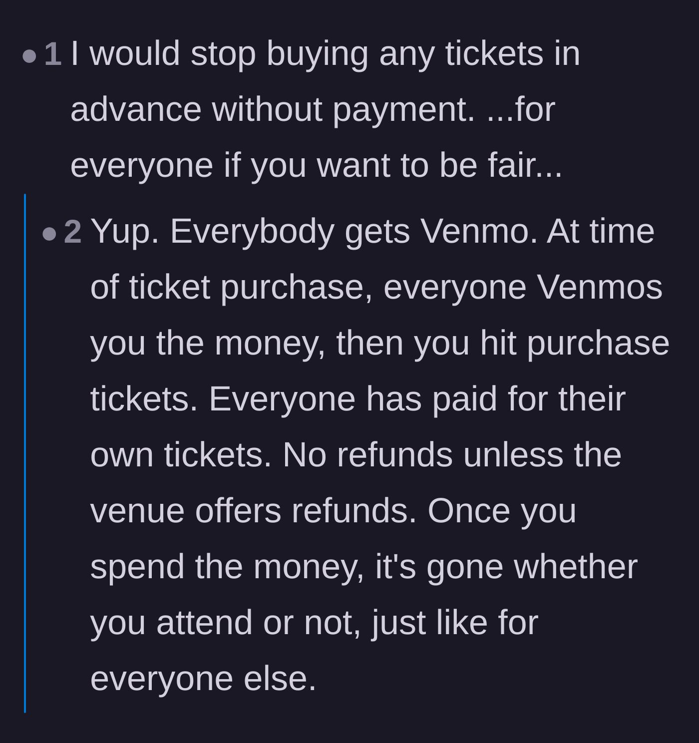 Comment thread 4 - Implementing a blanket upfront payment policy for the entire friend group